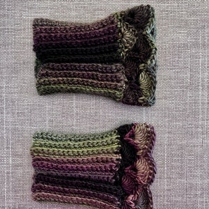 Heather Green and Lavender Boot Cuffs F for Short Boots image 3