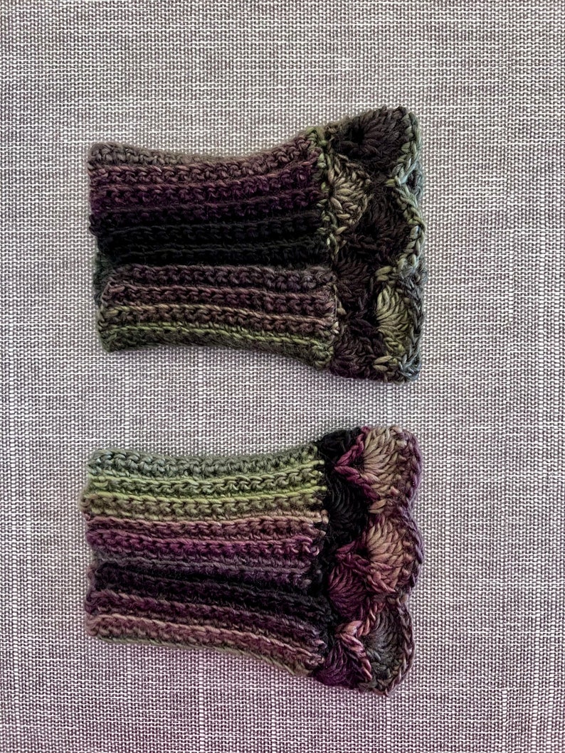 Heather Green and Lavender Boot Cuffs F for Short Boots image 3
