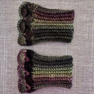 Heather Green and Lavender Boot Cuffs F for Short Boots image 2