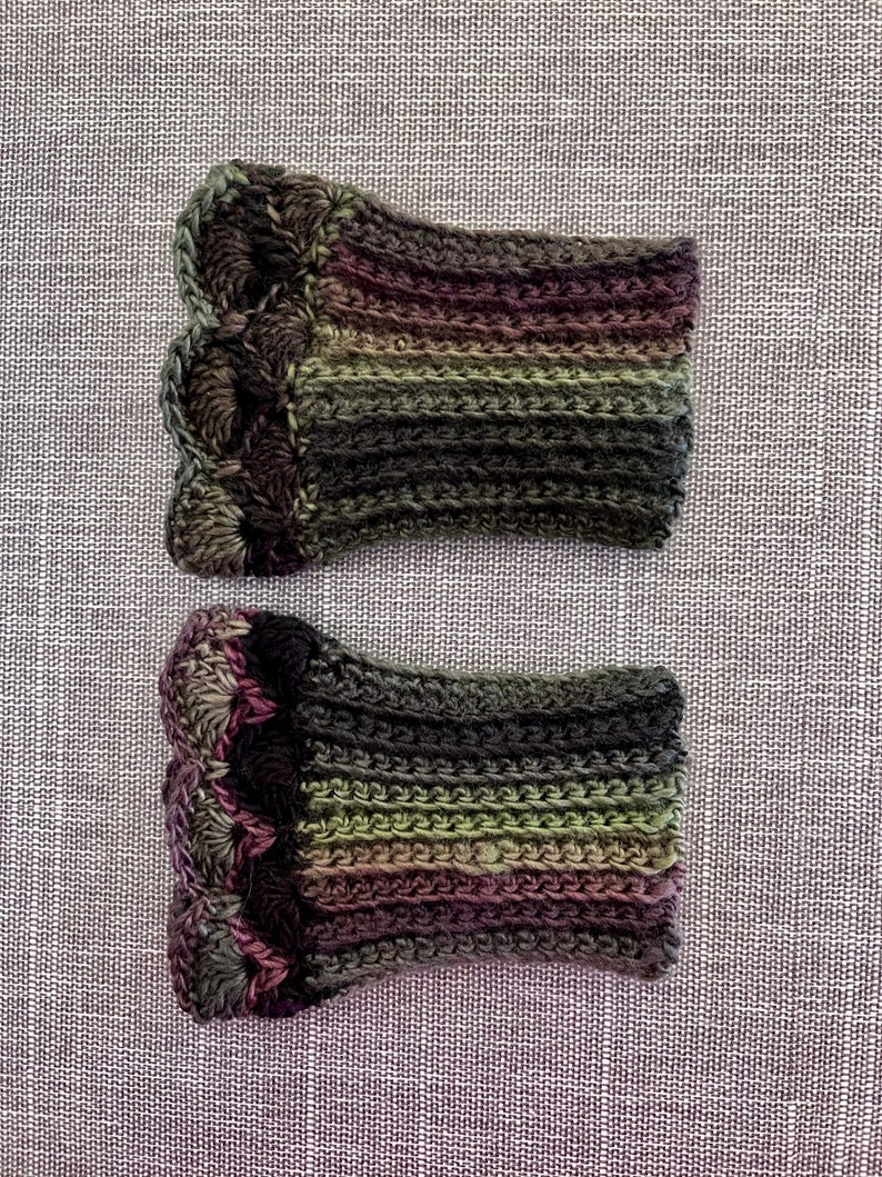 Heather Green and Lavender Boot Cuffs F for Short Boots image 2