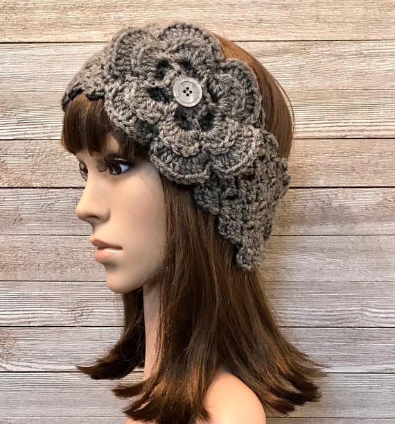 C Wonder Grey Crochet Knit Floral Rhinestone Headband Neck Warmer Lot Of 11 NWT Grey Knit Ear Warmer Headband With Rhinestone Flower - Etsy main image 4