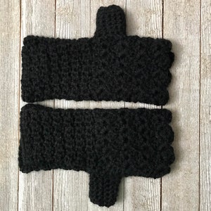 Black Fingerless Gloves with Flower Wool Blend image 3