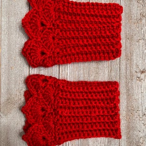 Christmas Red Boot Cuffs for Short Boots with Prairie Points Edging image 2
