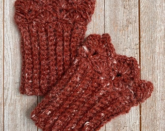 Rust Red Fleck Boot Cuffs for Short Boots with Prairie Points Edging