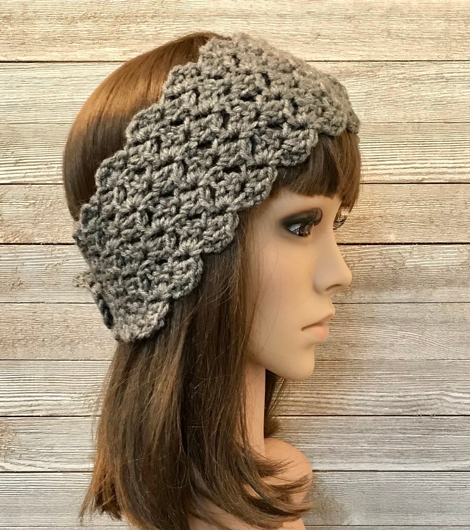 Grey Heather Head Warmer With Flower - Etsy display picture 1