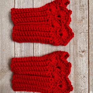Christmas Red Boot Cuffs for Short Boots with Prairie Points Edging image 3