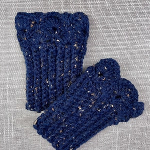 Navy Tweed Boot Cuffs for Ankle Boots