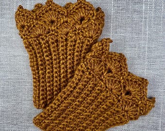 ショートブーツ用プレーリーポイントエッジング付きブラウンシュガーブーツカフ