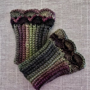Heather Green and Lavender Boot Cuffs F for Short Boots image 1
