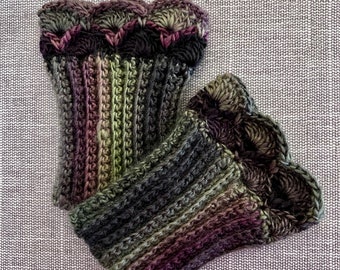 Heather Green and Lavender Boot Cuffs F for Short Boots