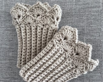 Linen Boot Cuffs with Prairie Points Edging for Short Boots