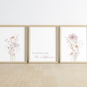 Belong Among the wildflowers, Wildflower Nursery Wall Art, Girl Nursery Decor, Nursery Art, Wildflower Prints, Botanical Print