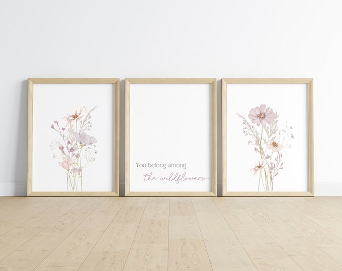 Wildflower Watercolor Prints Set of 3 16x20 Inch, Watercolor Poppy ...