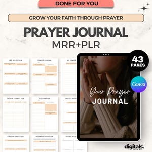 Prayer Journal PLR | Canva Journal Template | Faith & Gratitude Planner | PLR + MRR | Printable Prayer Journal | Digital Product to Resell
