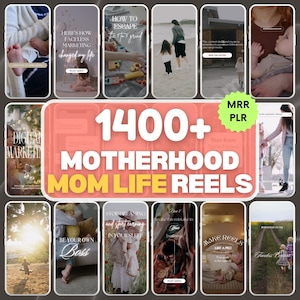 1400+ Bobine di maternità Bobine senza volto di mamma Vita da mamma Fatto per te Ganci PLR MRR Bundle digitale Diritti di rivendita master DFY Modelli di video Canva