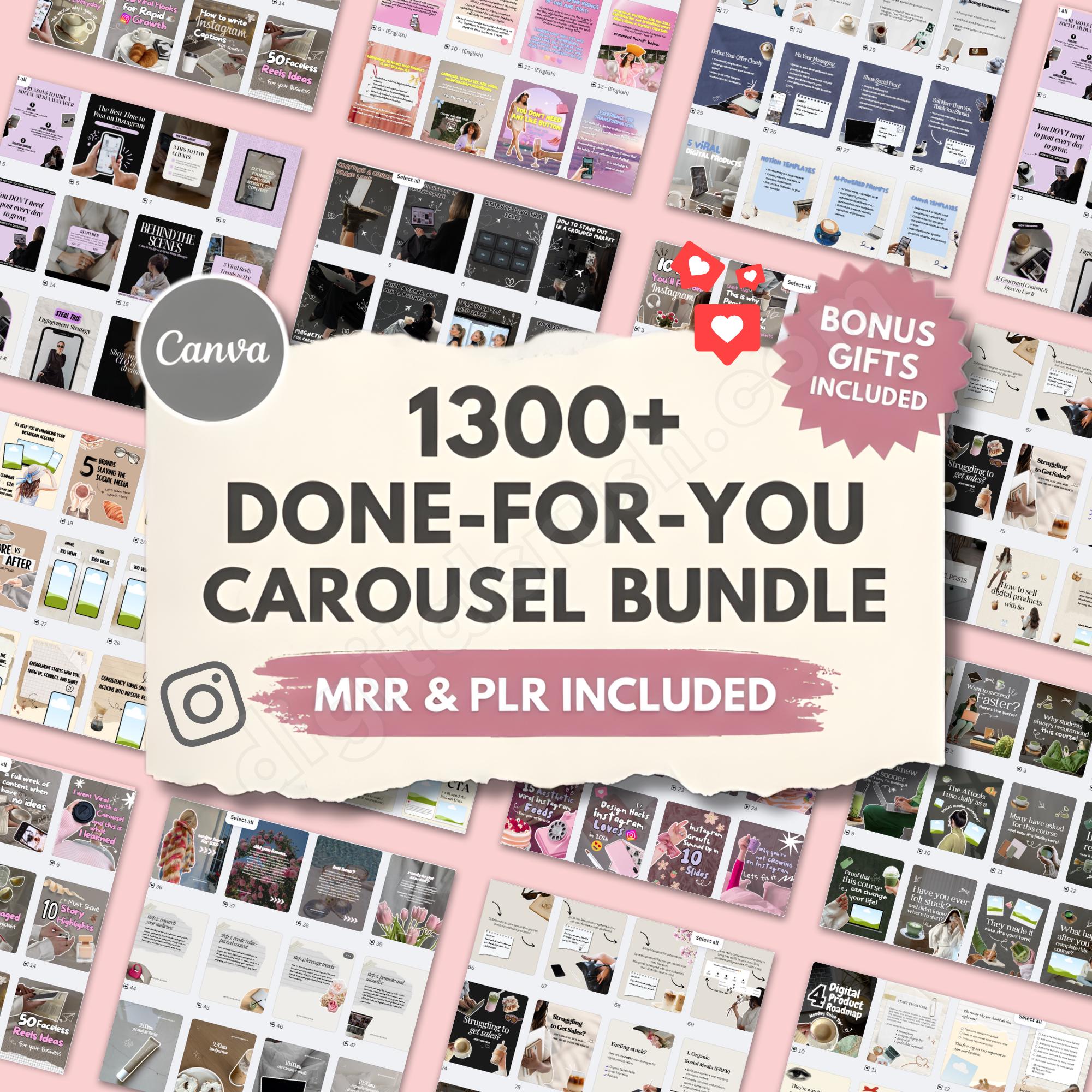 1300+ Instagram Carousel Templates Bundle, Canva Editable, MRR PLR ...