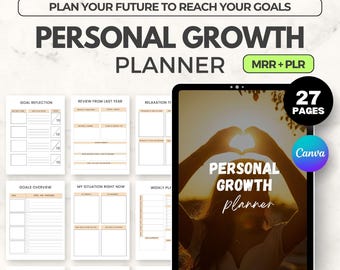 27-Page Personal Growth Planner | Canva Template (MRR + PLR)