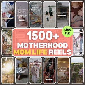 Más de 1500 Reels de maternidad, Reels de mamá sin rostro, Vida de mamá, Ganchos listos para usar, PLR, MRR, Paquete digital, Derechos de reventa maestra, Videos DFY de Canva, Plantillas
