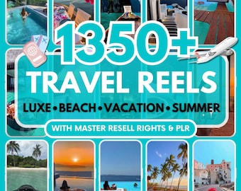 1350+ Luxury Beach Travel Reels, Social Media Content, MRR PLR
