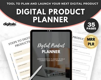 Digital Product Planner | 35-Page Canva Template (MRR + PLR)