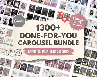 1300+ Instagram Carousel Templates Bundle, Canva Editable (PLR & MRR) Digital Download