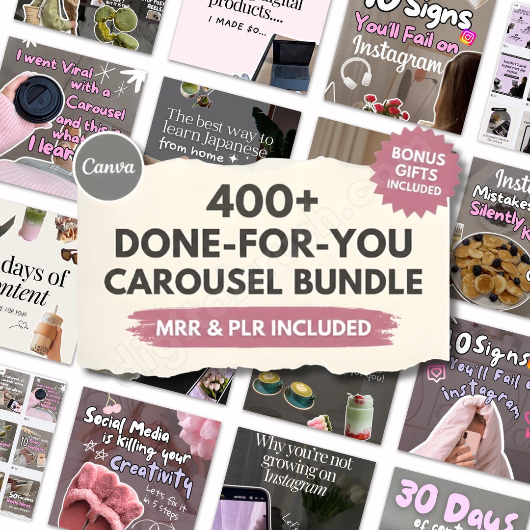 400+ Faceless Instagram Carousel Templates, Canva Editable, MRR PLR ...
