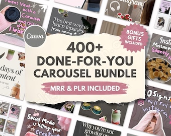 400+ Faceless Instagram Carousel Templates, Canva Editable, MRR PLR (Digital Download)