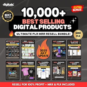 10,000+ Bestselling Digital Products Resell Plr Mrr Bundle For Passive Income | PLR & MRR | Done For You Resell Vault | Master Resell Rights