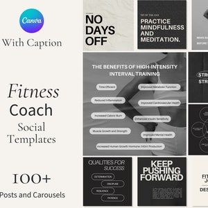Fitness Coach Social Media Template for Fitness Coach Health and Wellness Coach Canva Template Instagram Template for Personal Trainer