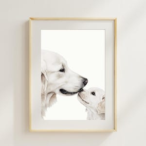 English Cream Golden Retriever Dog and Puppy Nursery Print Dog Wall Art Dog Print for  Nursery Wall Art Gift for Dog Lover Baby Shower Gift