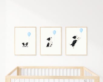 Border-Collie-Welpen-Druckset: Kinderzimmer Hund - Wandbild (digitaler Download)