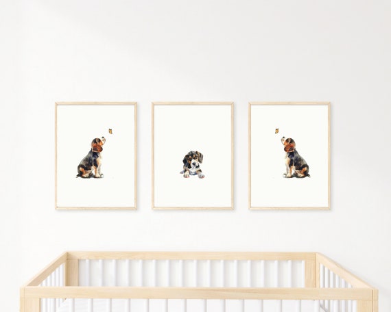 Beagle Puppy Nursery Print Set: Dog Wall Art (Digital Download)