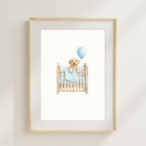 Puppy Nursery Print Dog Wall Art Golden Retriever Dog Print for Baby Boy Blue Room Nursery Wall Art Printable Wall Art  Gift for Dog Lover