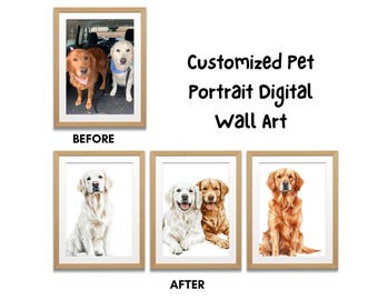 Impressão personalizada de retrato de cachorro para berçário: conjunto de 3 artes de parede para animais de estimação (download digital)