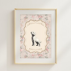 Dog Vintage Print Puppy Nursery Dog Wall Art Golden Retriever Vintage Floral Dog Art for Nursery Room Wall Art Printable Gift for Dog Lover