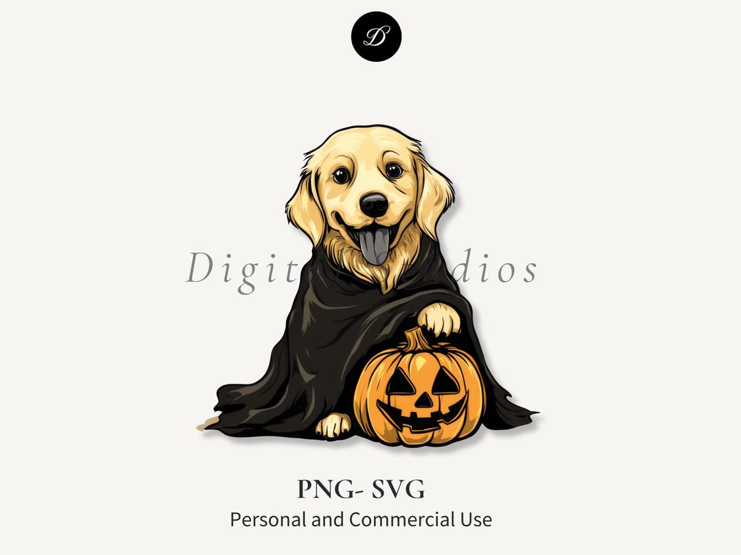 Golden Retriever Ghost Dog Halloween Clipart (SVG, PNG) - Etsy