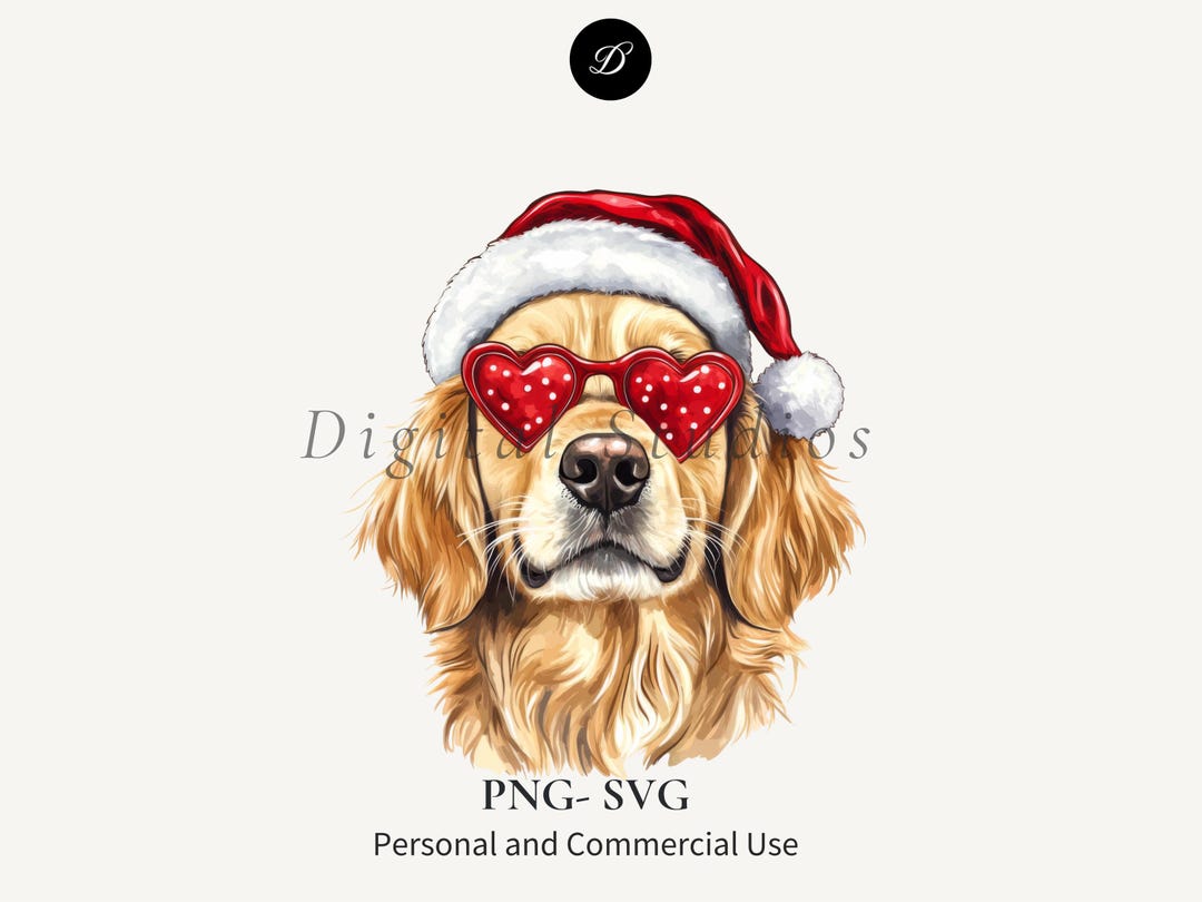 Christmas Golden Retriever Clipart: Santa Dog SVG, PNG (digital ...
