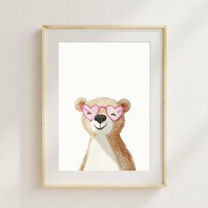 Bär Kinderzimmer Wandkunst Kinderzimmer Dekor Rosa Bär Beiges Bären Poster Druckbares Beiges Bären Poster