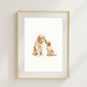 Golden Retriever Mom and Puppy Nursery Print Dog Wall Art Dog Print for Kid Room Nursery Wall Art Gift for Dog Lover Baby Shower Gift