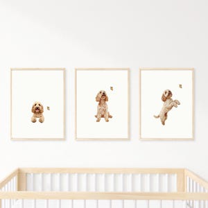 Golden Doodle Dog Nursery Print Dog Wall Art Print for Kid Room Nursery Wall Art Printable Wall Art  Set of 3 Gift for Dog Lover