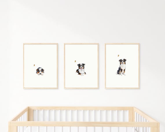 Australian Shepherd Nursery Print Set: Dog Wall Art (Digital Download)