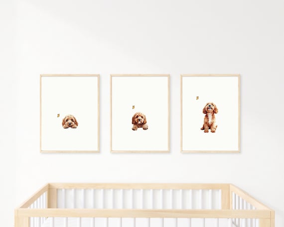 Cavapoo Puppy Print Set: Nursery Wall Art (Digital Download)