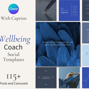 Wellbeing Coach Social Media Template for Wellbeing Coach Health and Wellness Coach Canva Template Instagram Template for Life Coach