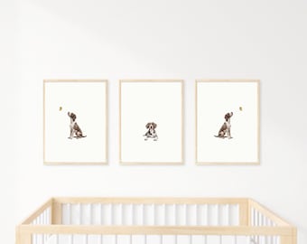 Printset kortharige staande hond: kunst aan de muur kinderkamerhond (digitale download)
