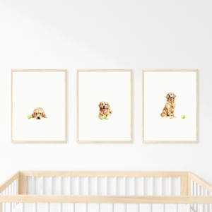 Dog Nursery Print Dog Wall Art Golden Retriever Dog Print for Kid Room Nursery Wall Art Printable Wall Art  Set of 3 Gift for Dog Lover