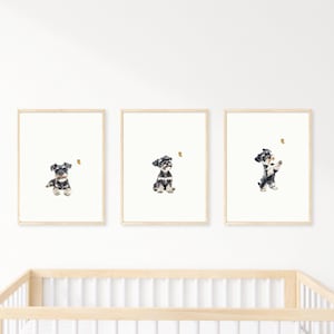 Miniature Schnauzer Puppy Nursery Print Dog Wall Art Print for Kid Room Nursery Wall Art Printable Wall Art  Set of 3 Gift for Dog Lover