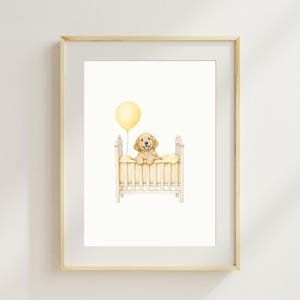 Puppy Nursery Print Dog Wall Art Golden Retriever Dog Print for Baby Girl Yellow Room Nursery Wall Art Printable Wall Art Gift for Dog Lover