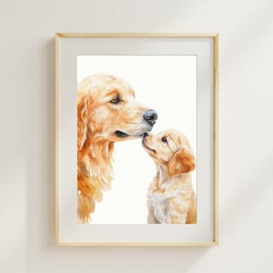 Golden Retriever Dog and Puppy Nursery Print Dog Wall Art Dog Print for Kid Room Nursery Wall Art Gift for Dog Lover Baby Shower Gift