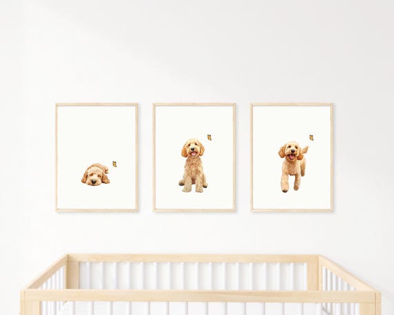 Golden Doodle Puppy Print Set: Nursery Wall Art (Digital Download)