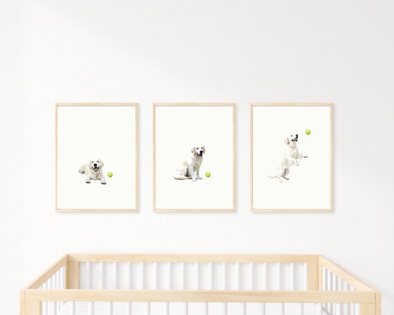 Golden Retriever Nursery Print Set: Dog Wall Art (Digital Download)